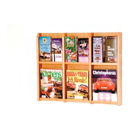 Wooden Mallet 6 Magazine/12 Brochure Oak & Acrylic Wall Display - Light Oak LM-9LO